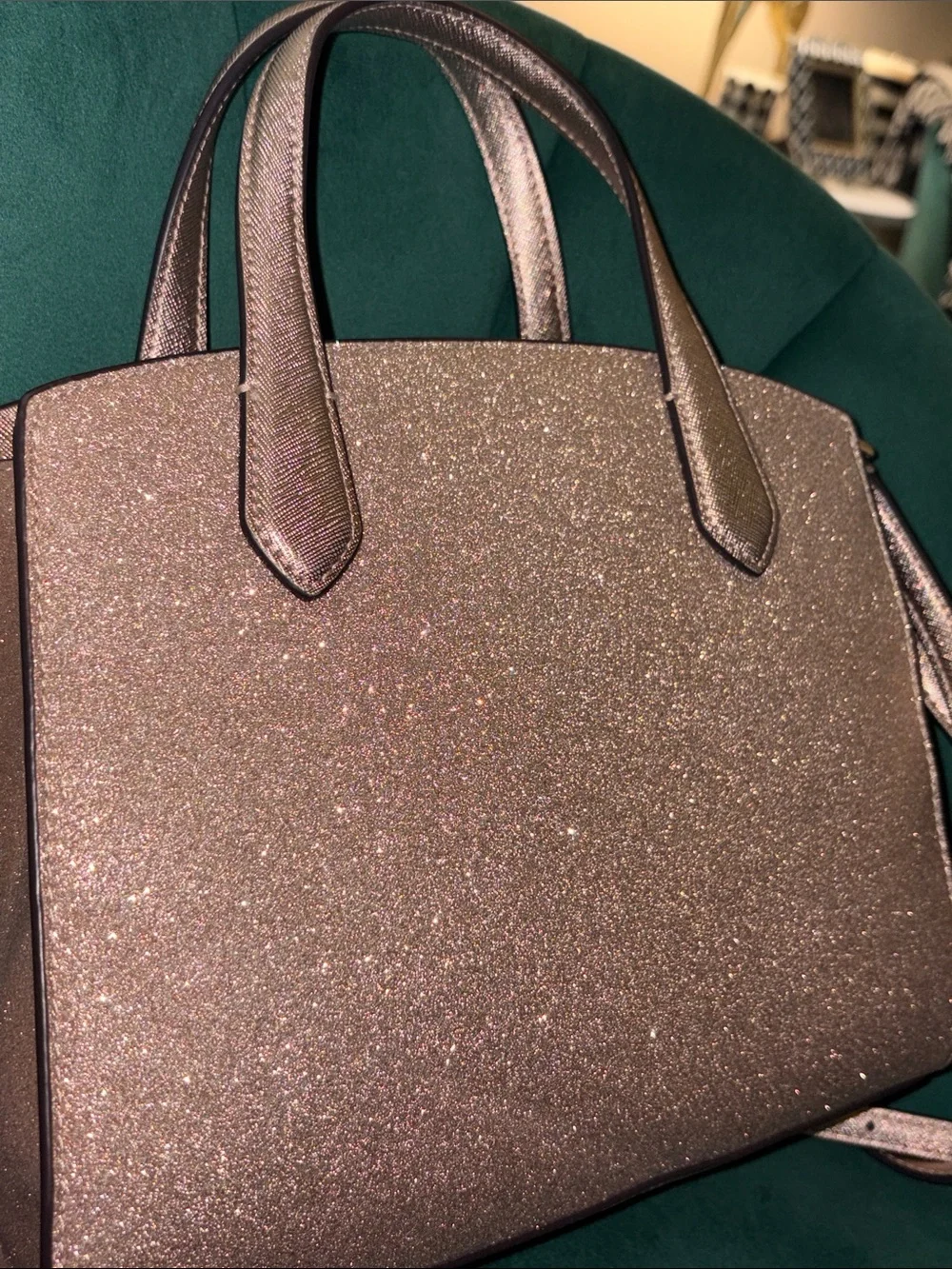 Kate Spade Metallic Glitter Satchel with Crossbody Strap LIKE NEW CONDITION